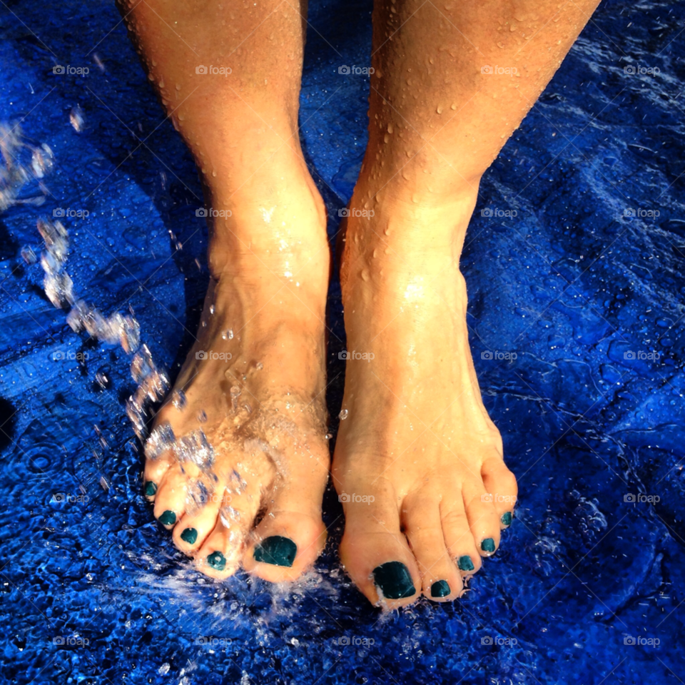 woman blue water feet by jmsilva59