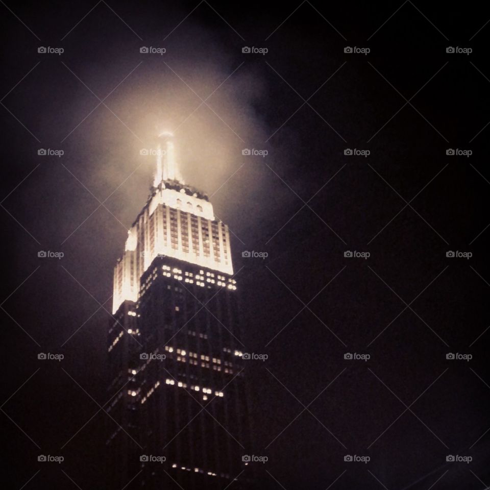 Misty Empire. Empire State shrouded in mist and fog