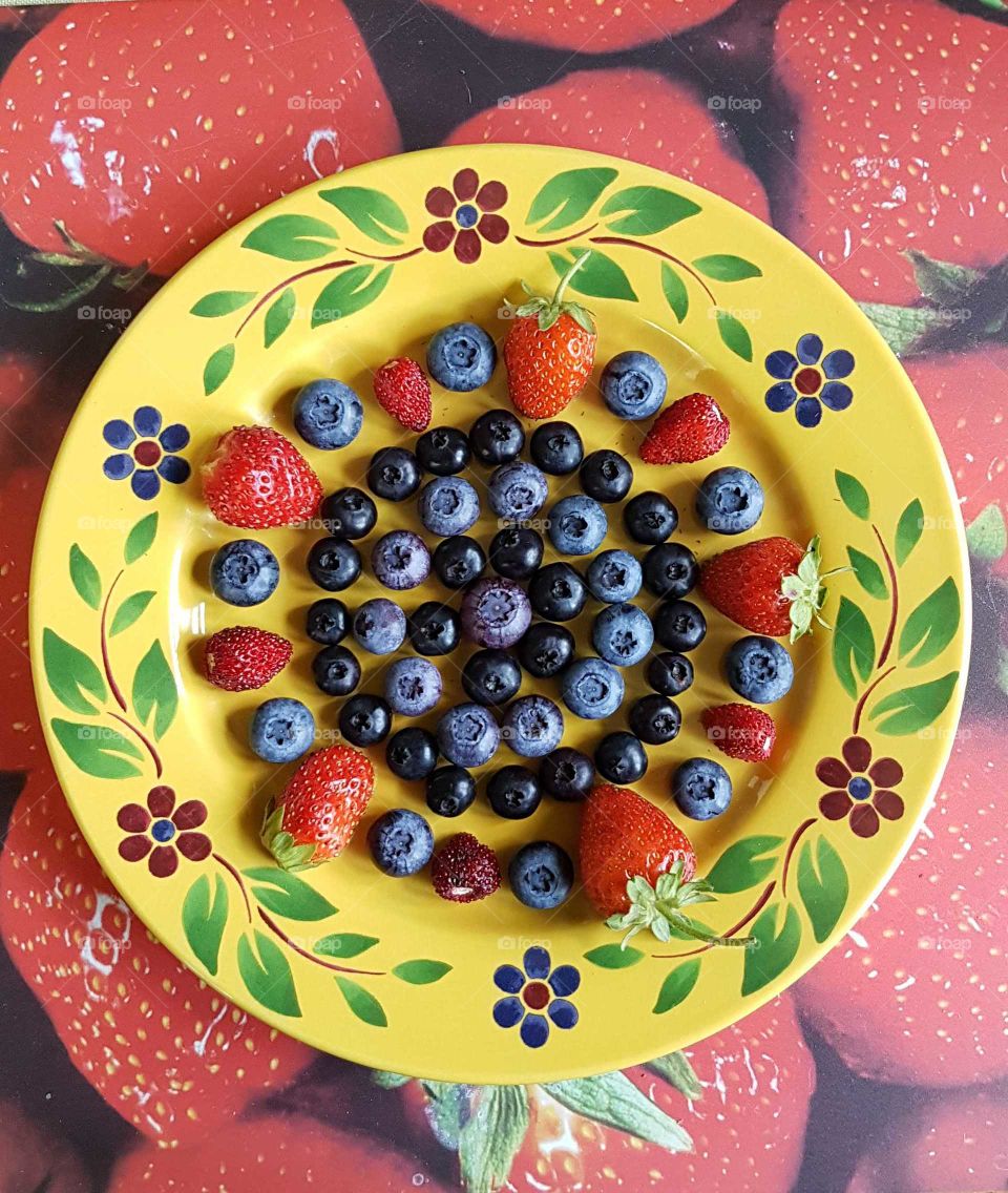 berries on a yellow plate