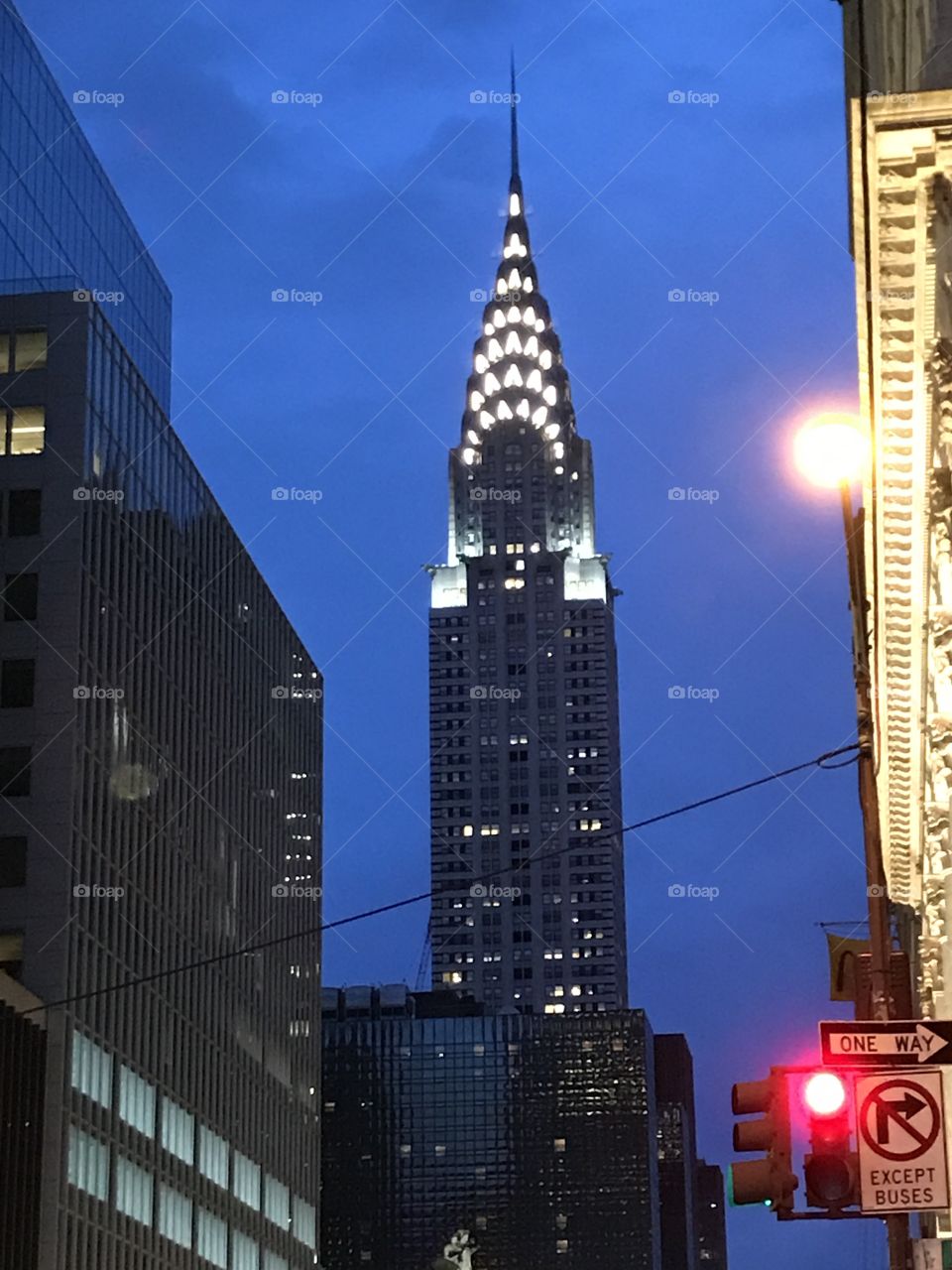 Chrysler Building in New York at dusk.