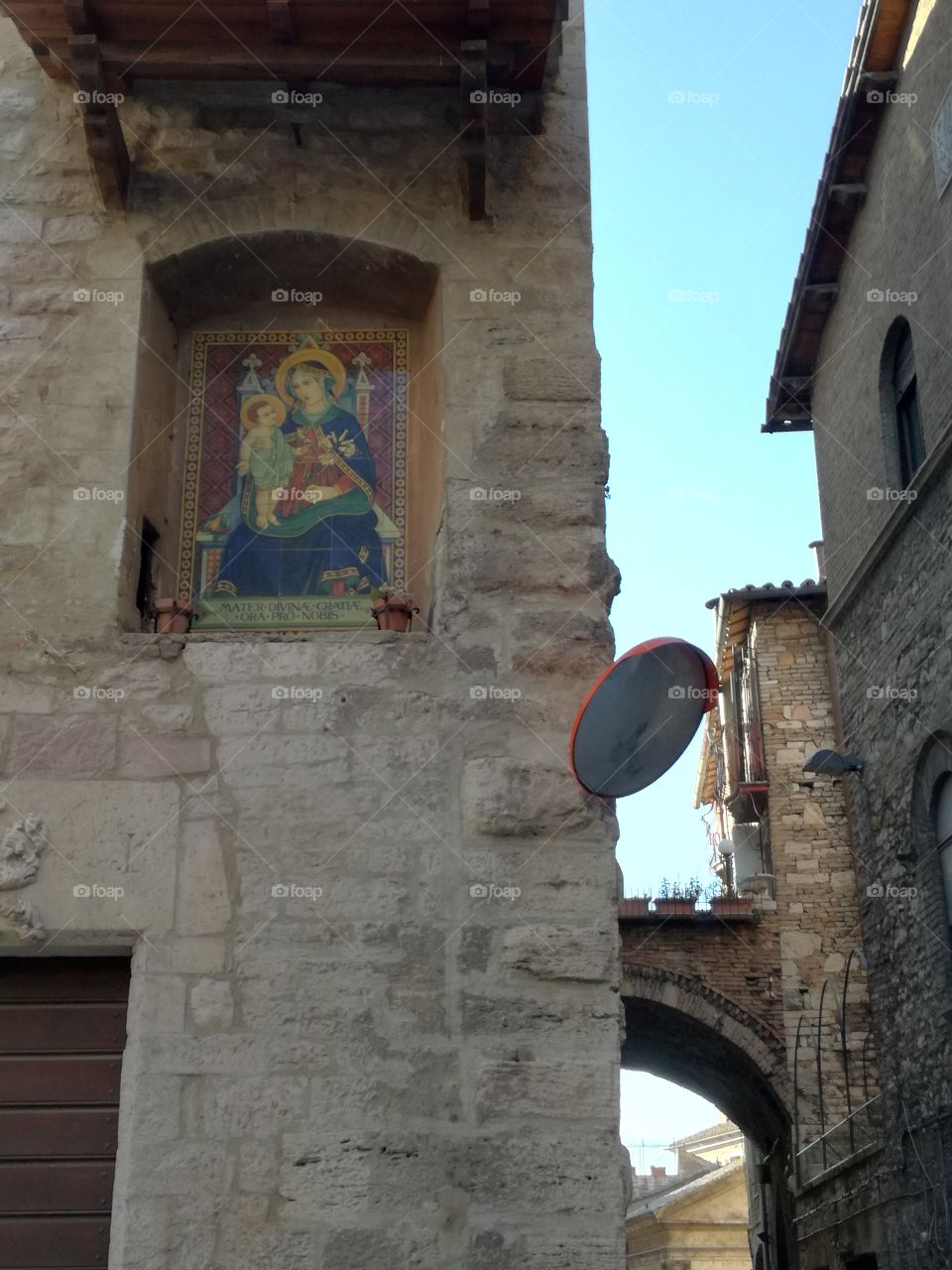 Outside of an  ancient building in Perugia