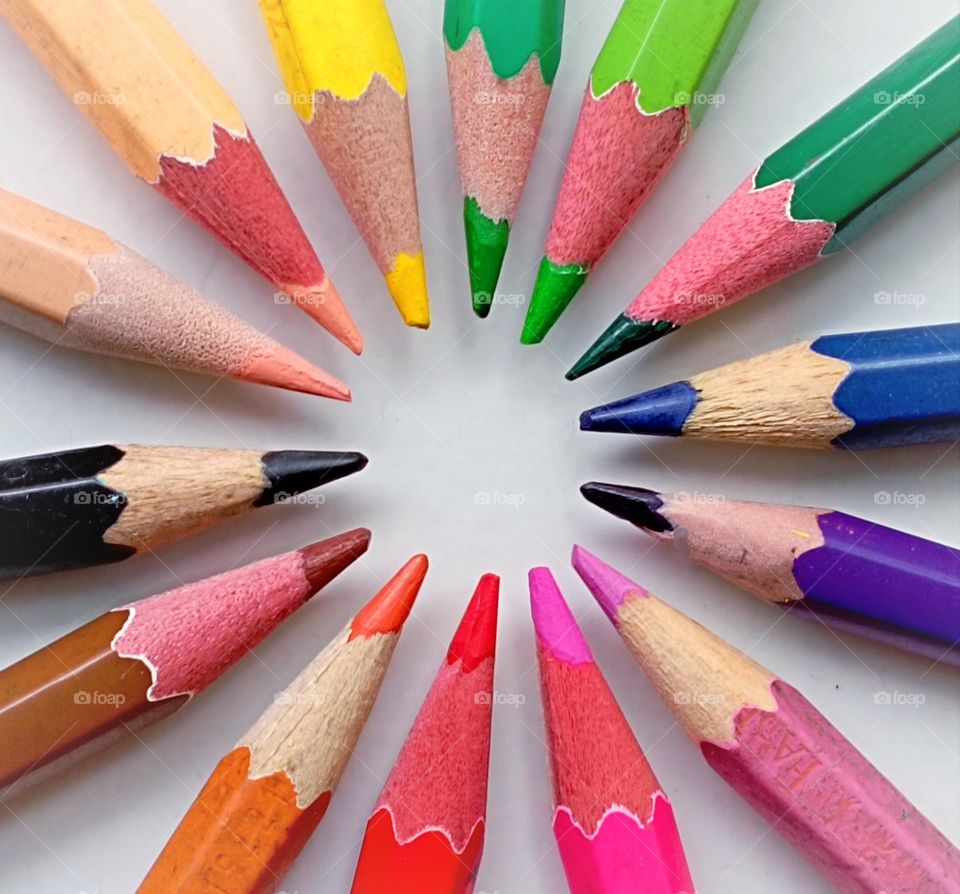 colour pencils in white background...