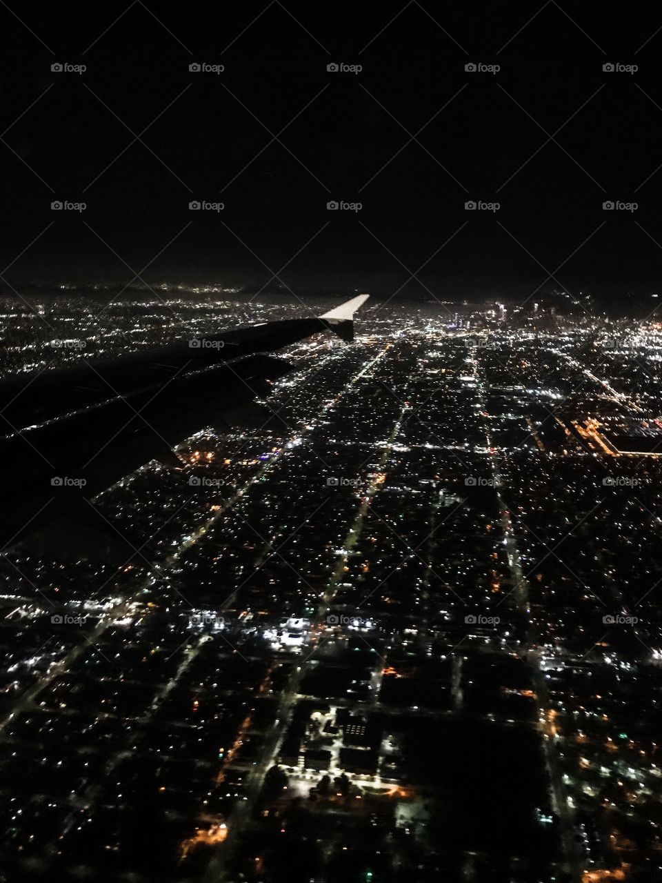 LA flyover at night