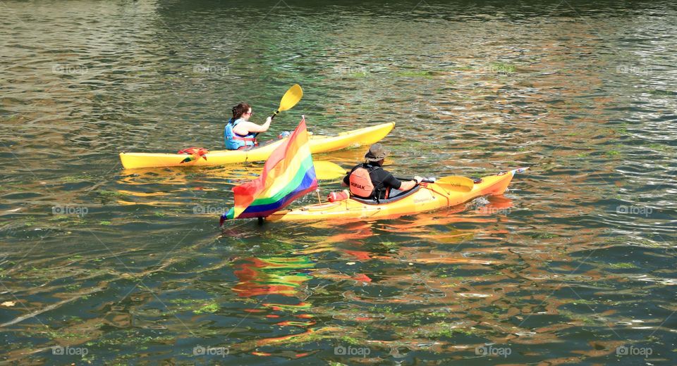 Sailing boat pride parade in Dublin City