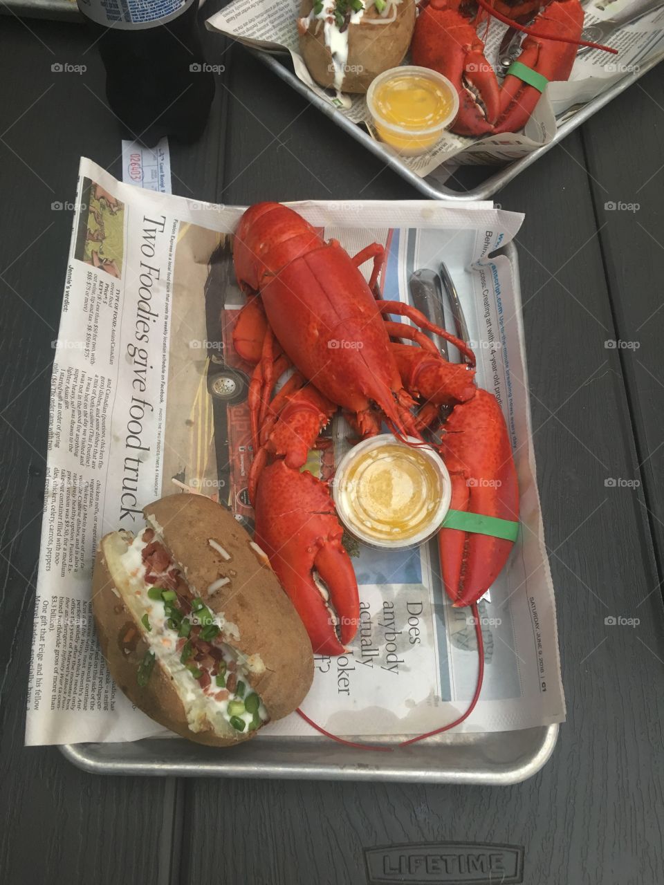 Ver juicy lobster and loaded baked potato in Nova Scotia
