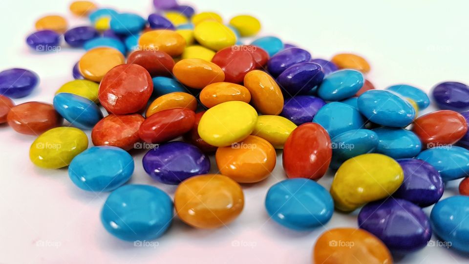 colored candy-coated chocolate