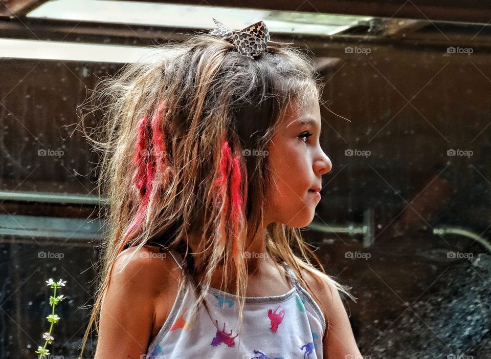 Big Hair. Young Girl With Big Tangled Messy Hair
