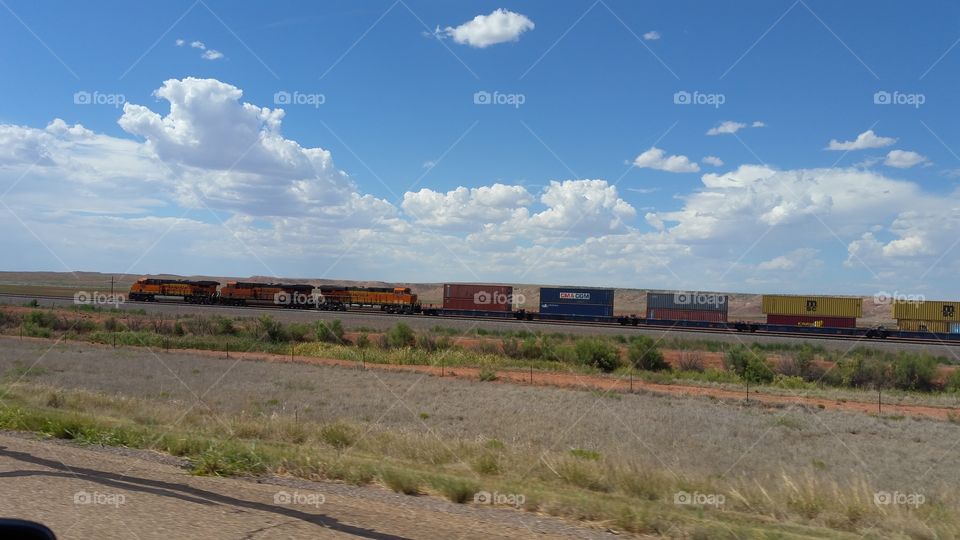 BNSF Train Heading West on a Texas Railroad 