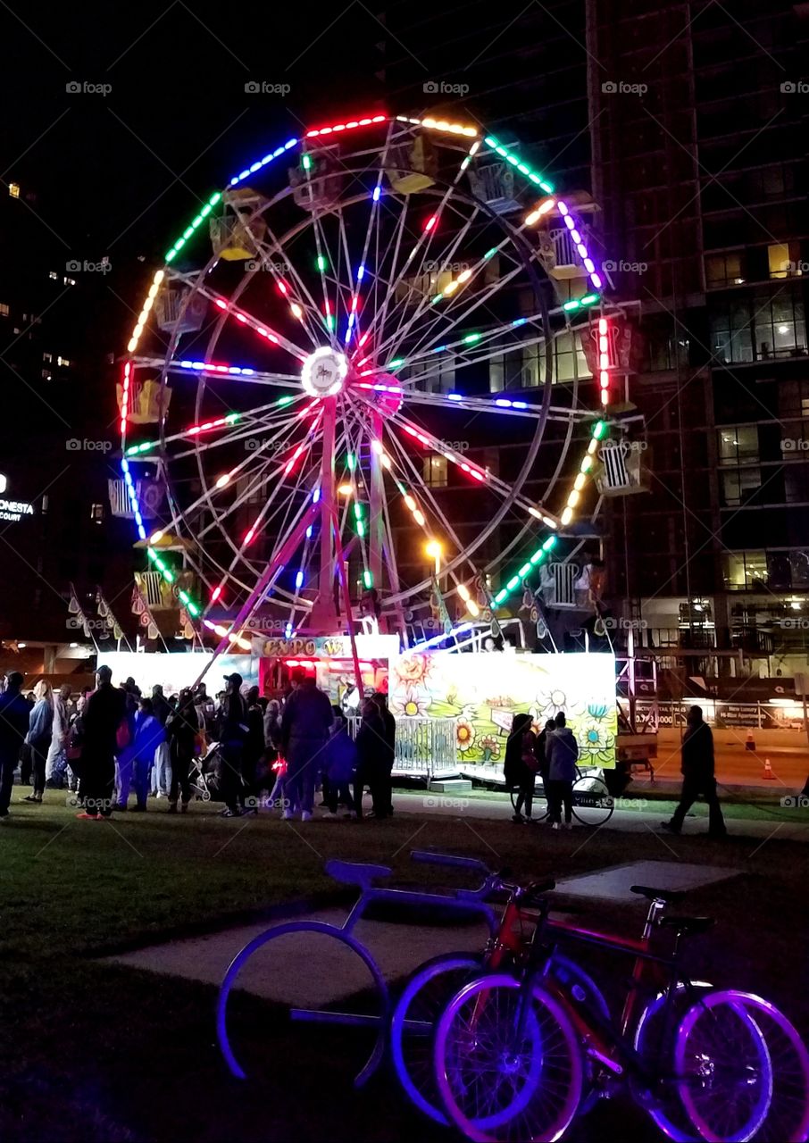 Ferris Wheel Night Life City