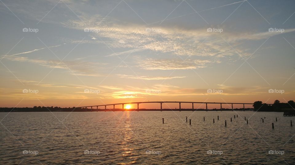 Sunset under the Solomon's Island bridge in southern Maryland