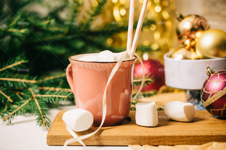Christmas cocoa with marshmallows