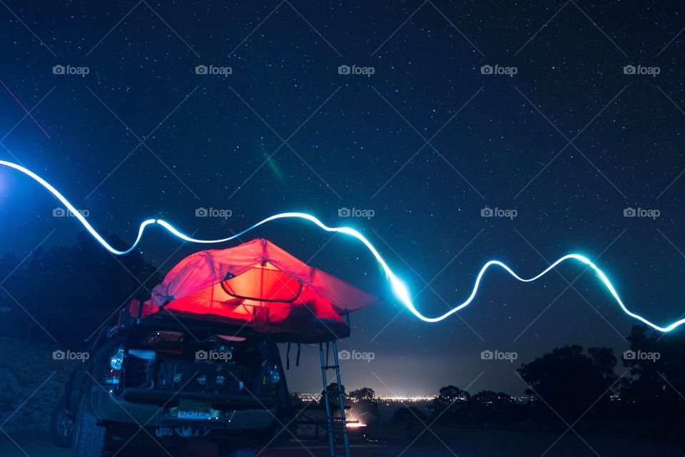 Camping night light show