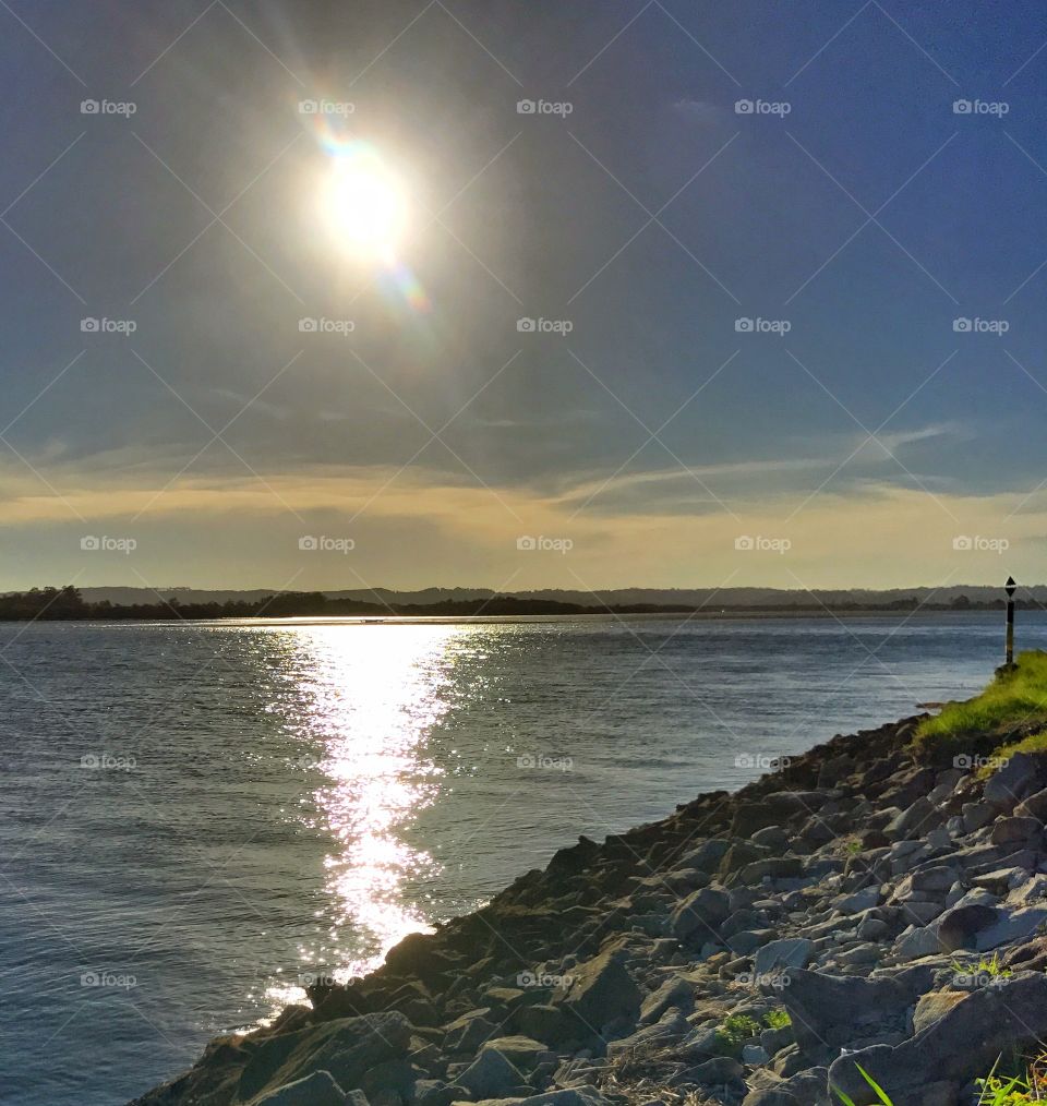 Sunlight reflected on water