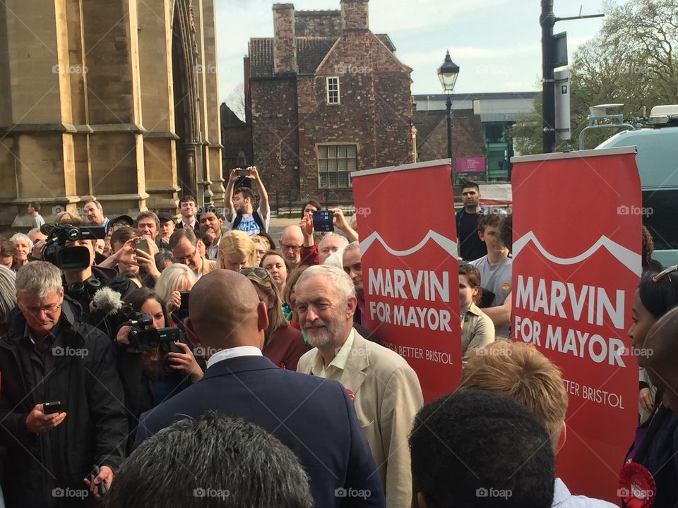 Jeremy Corbyn surprises Marvin Rees in Bristol