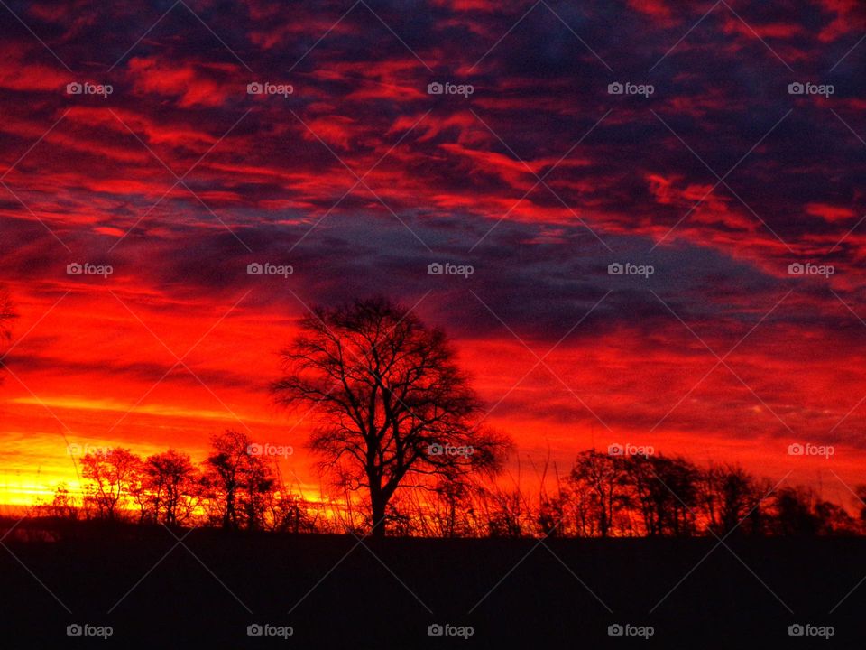 roter Himmel am frühen Morgen