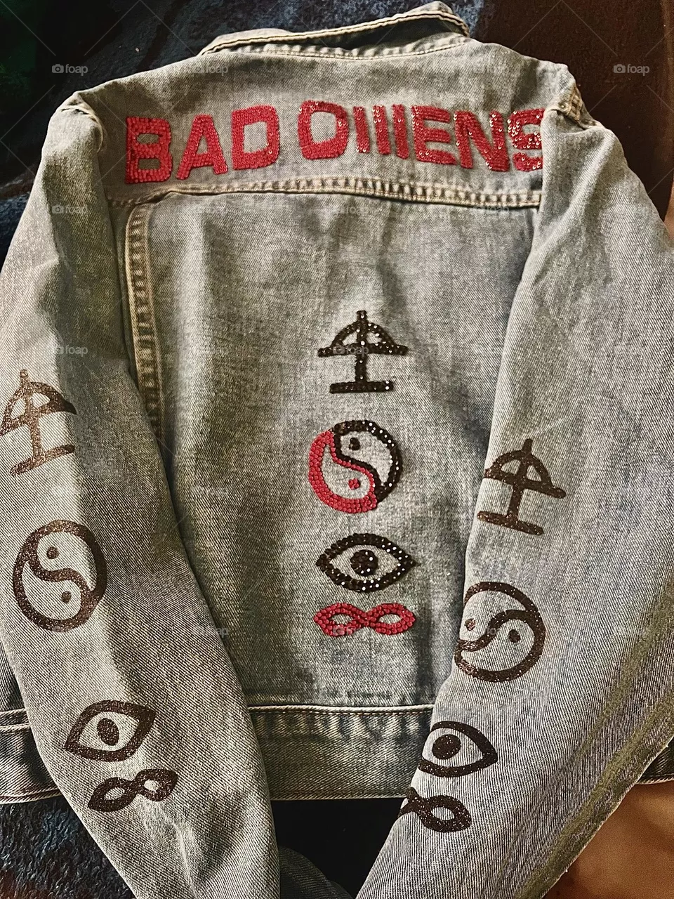 Bad omens jacket with rhinestones 