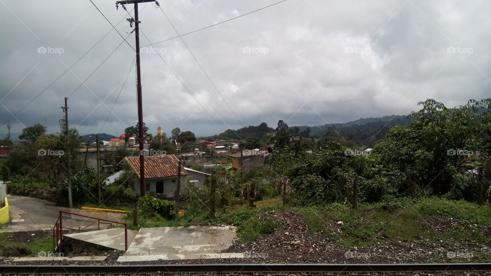 vista desde las vías del tren en Acajete Veracruz.