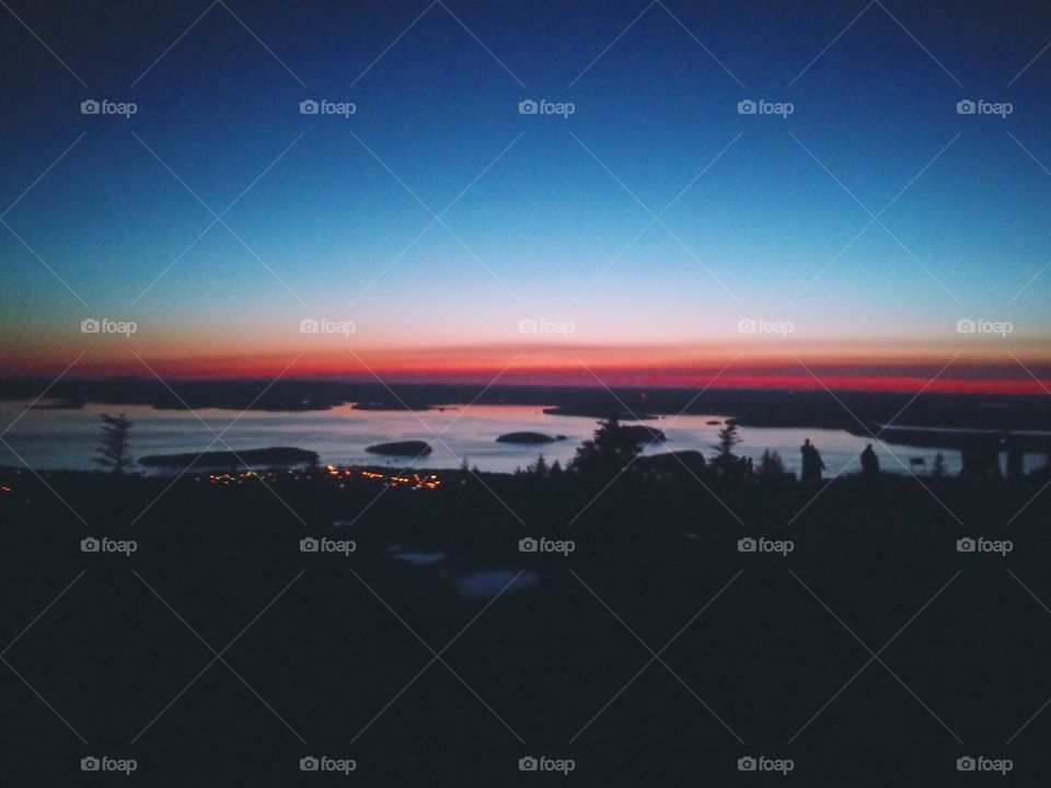 3 am on a mountain side of Maine looking over the town's