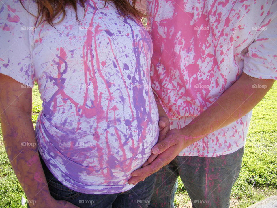 Paint splattered gender reveal 