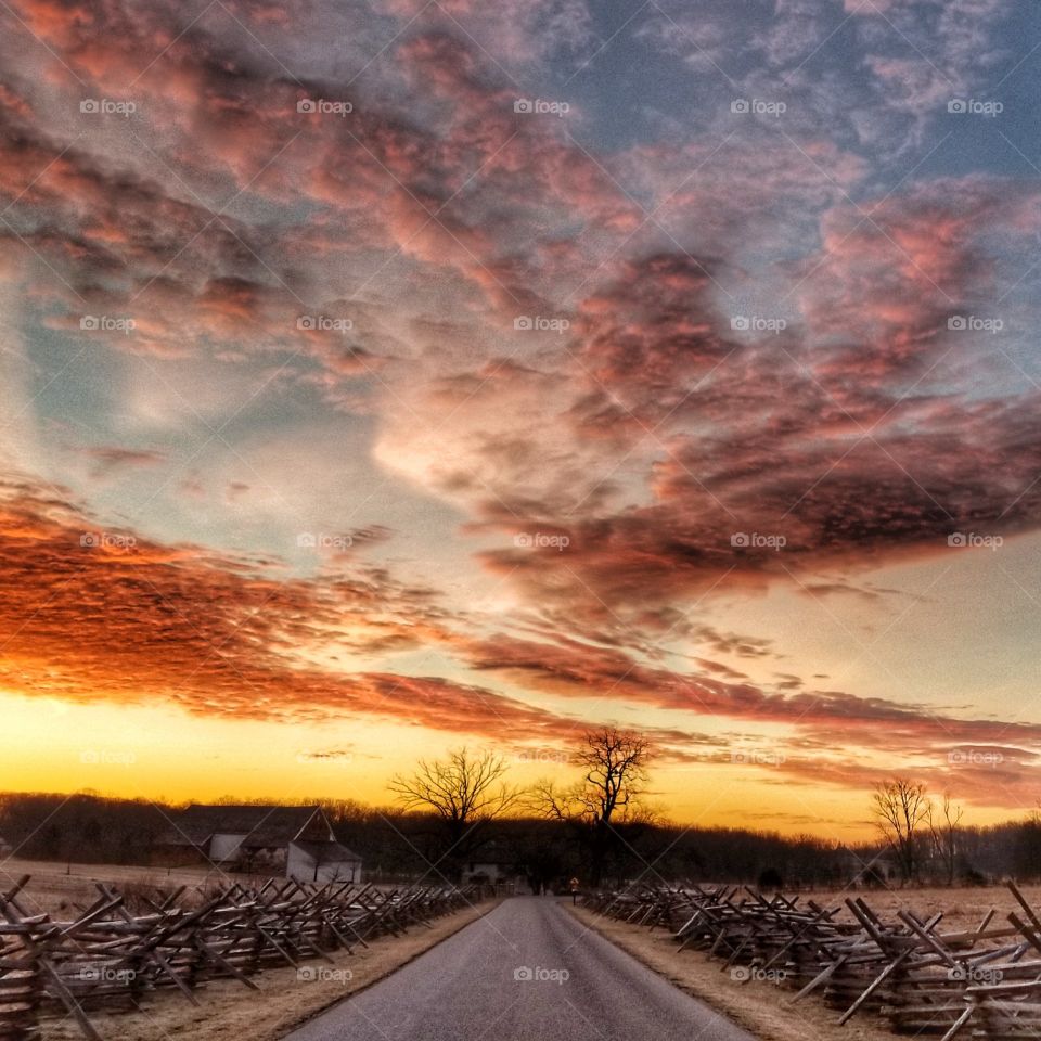 sunrise on a country road