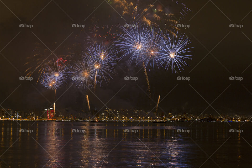 Fireworks in Florianopolis Santa Catarina Brazil.