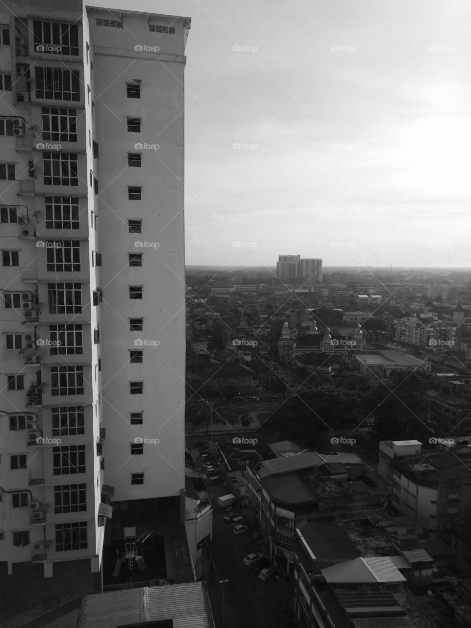 City view from 18th floor condo BW