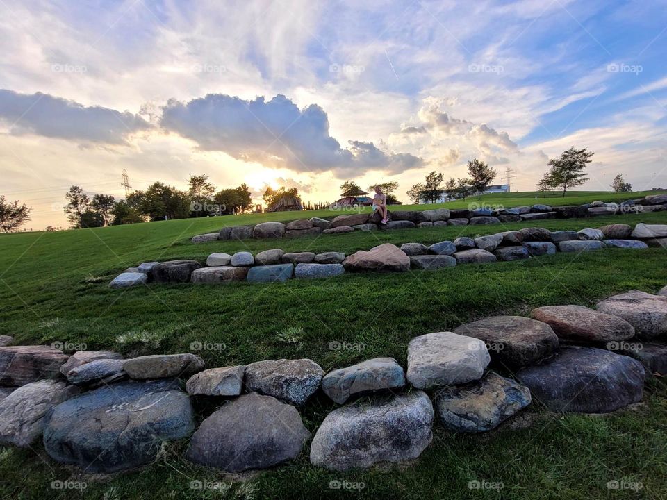 rocks with clouds
