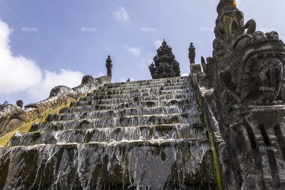 Staircase waterfall water freeze