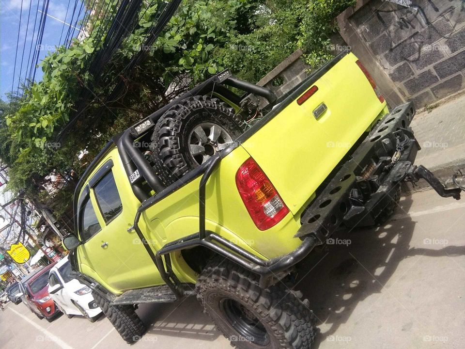 Rectangular shaped rear door of the car.