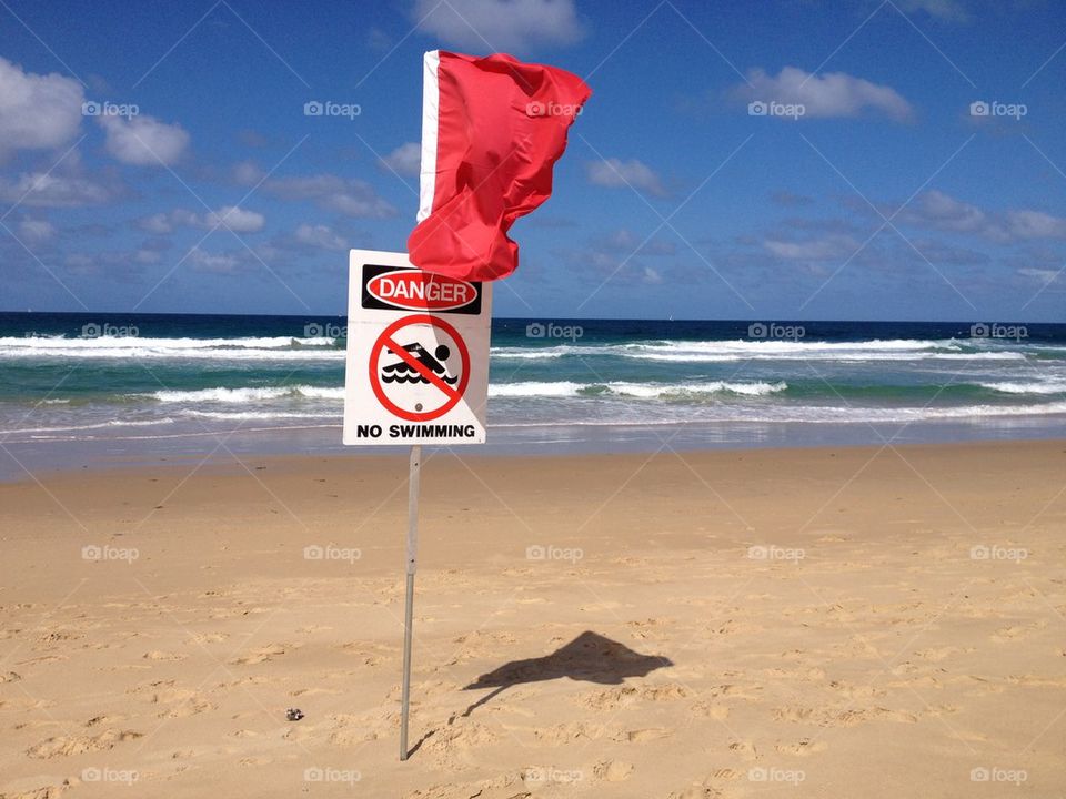 Red flag at the beach