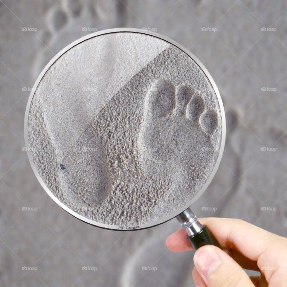 Footprints in magnifier