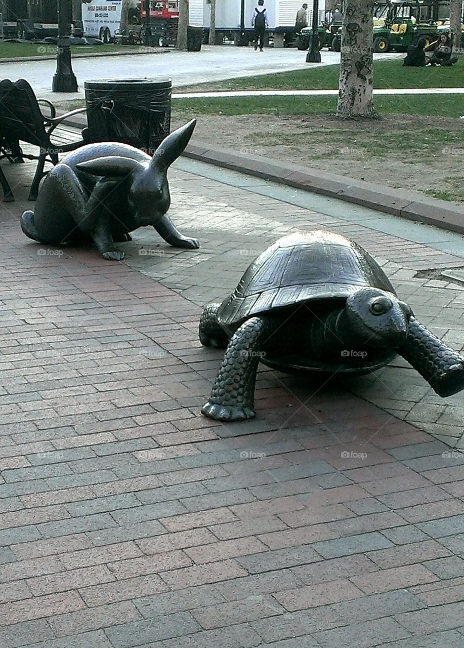 The Tortoise and the Hare. Fun statues at Fanuel Hall in Boston