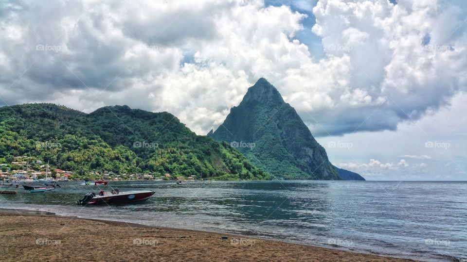Beach between thePitons, St Lucia..