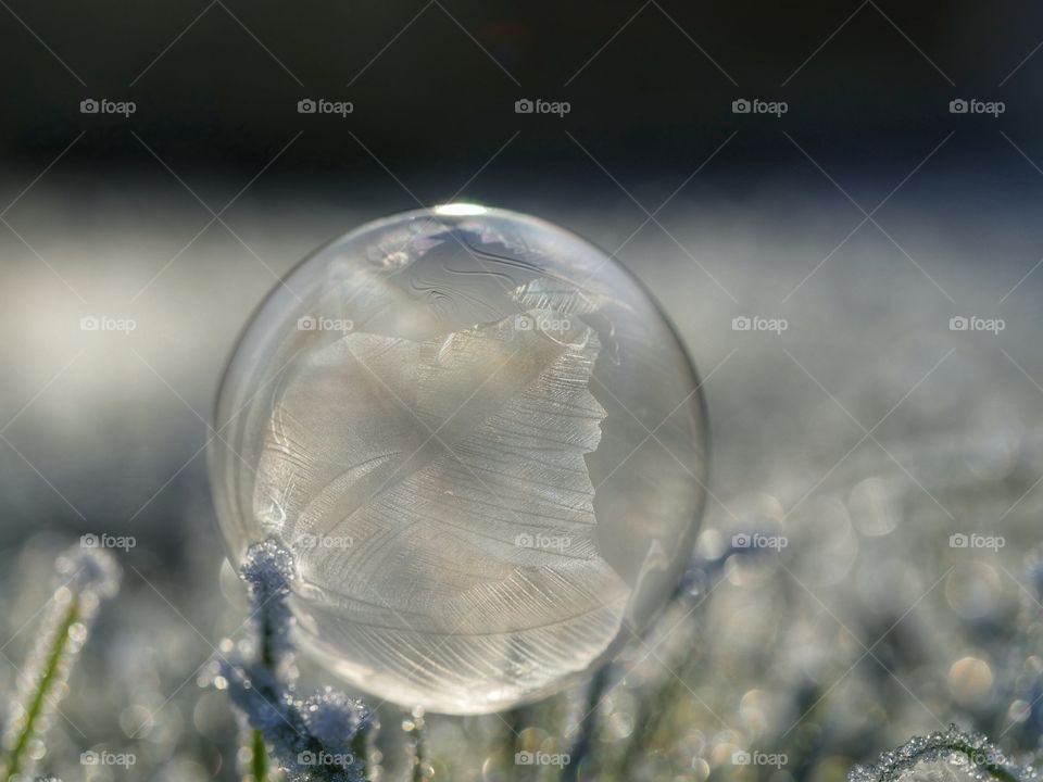 Frozen soap bubble