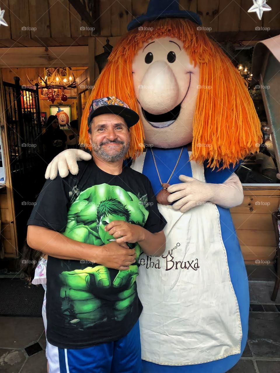 The old witch and the man in halloween