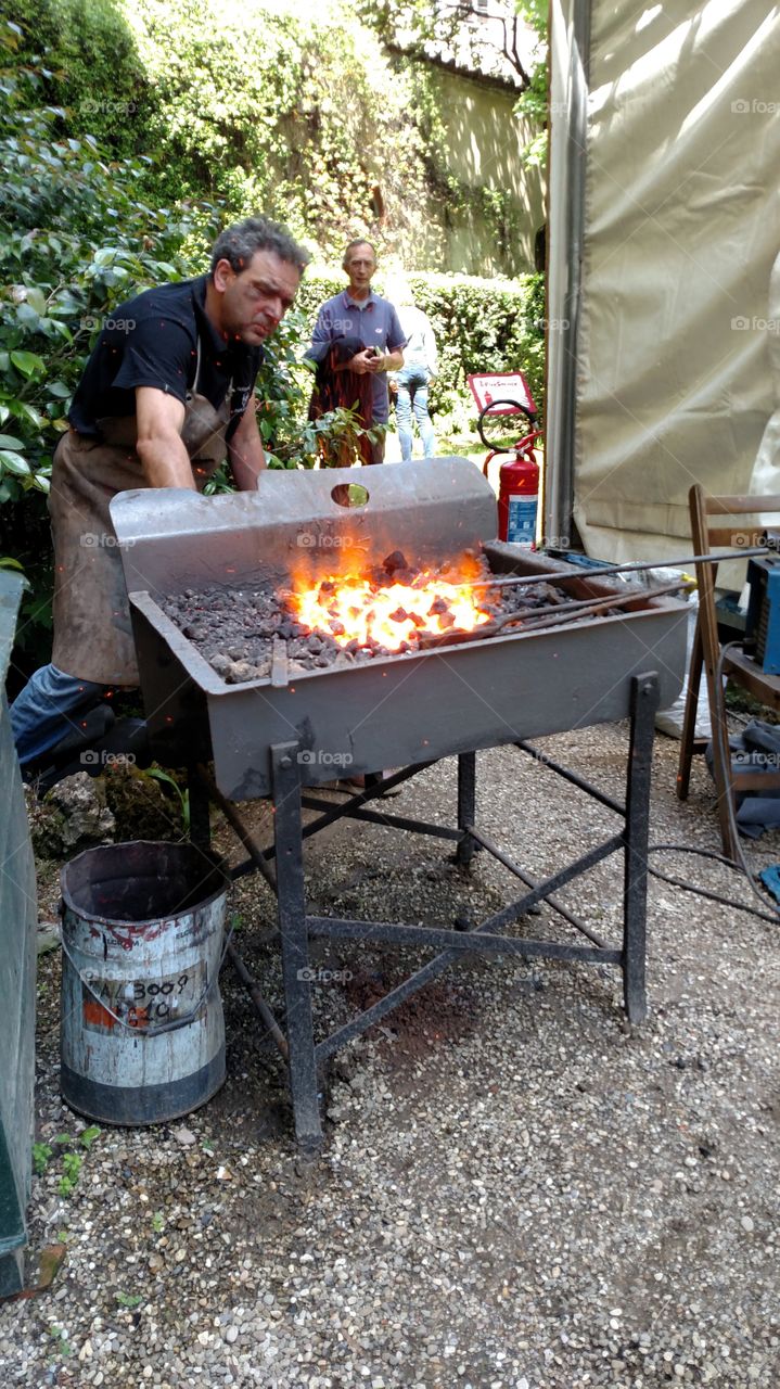 Man preparing barbecue