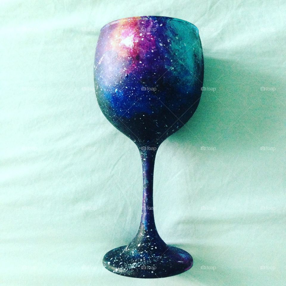 Out of this world painted wine glass