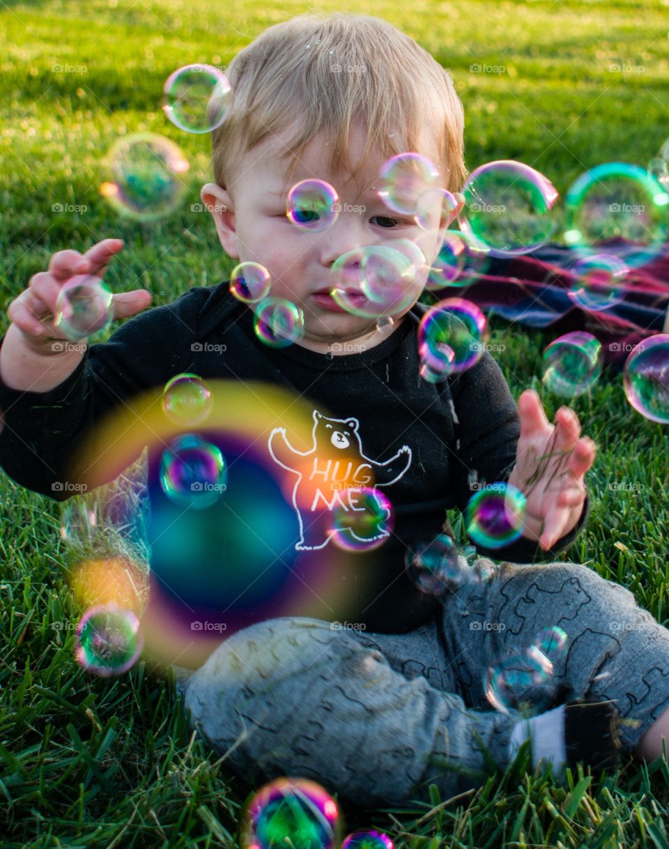 Baby and bubbles