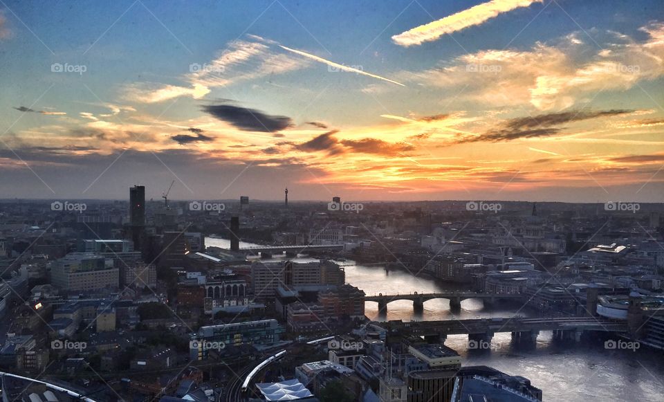 London skyline sunset