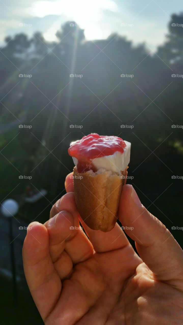 Close-up of hand holding food