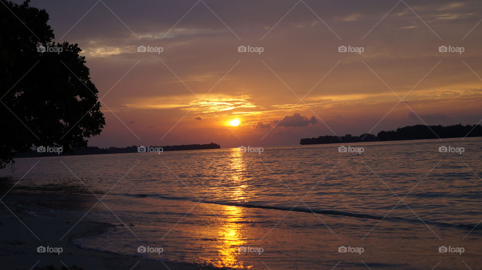 sunset on the beach.  beautiful golden sunset
