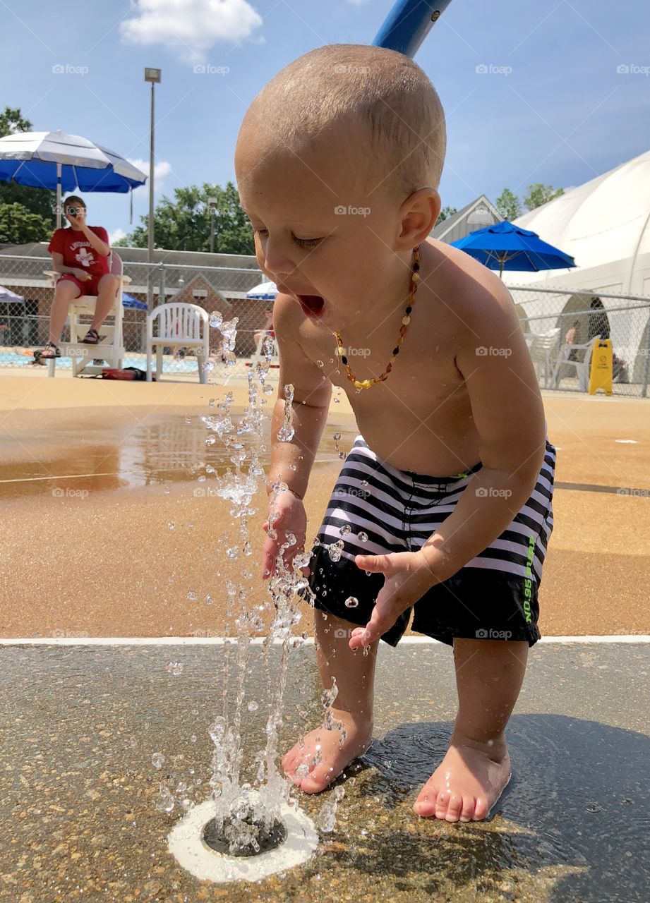 Drinking at the splash park