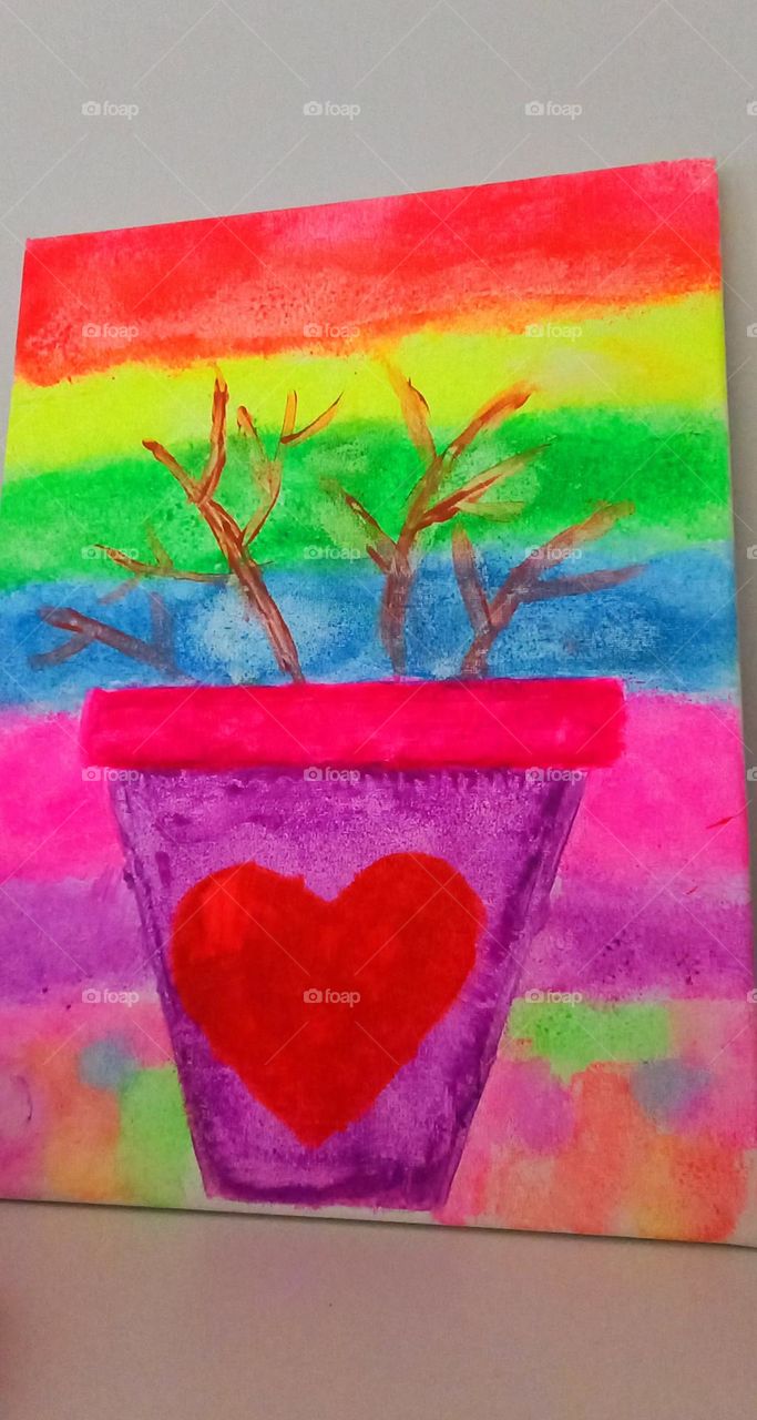 Lienzo Maceta color by India 8 años