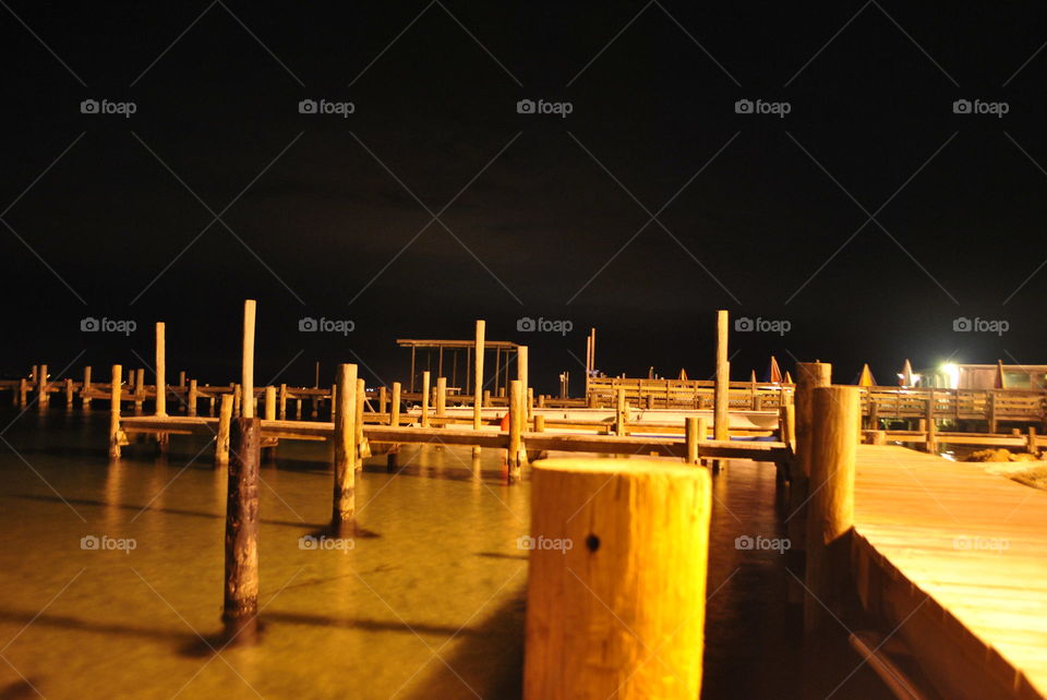 A pier at night