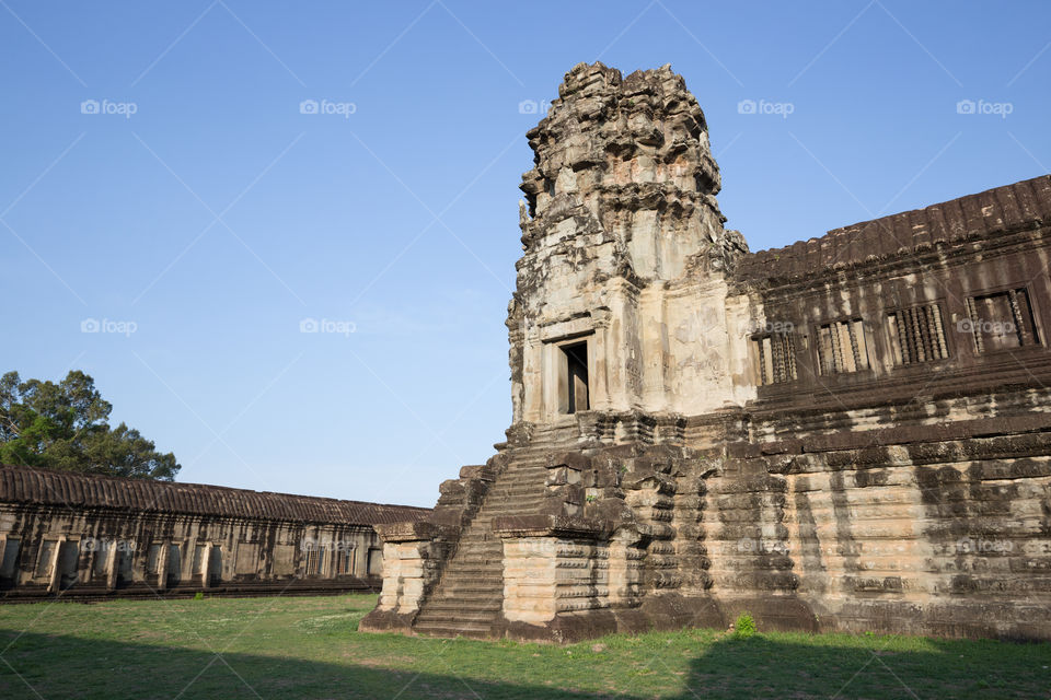 Ankor Wat with clear blue sky in Siem Reap Cambodia 