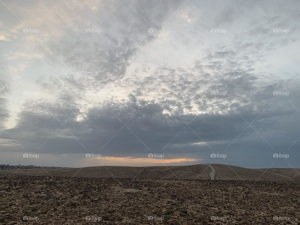 Desert clouds and sunset