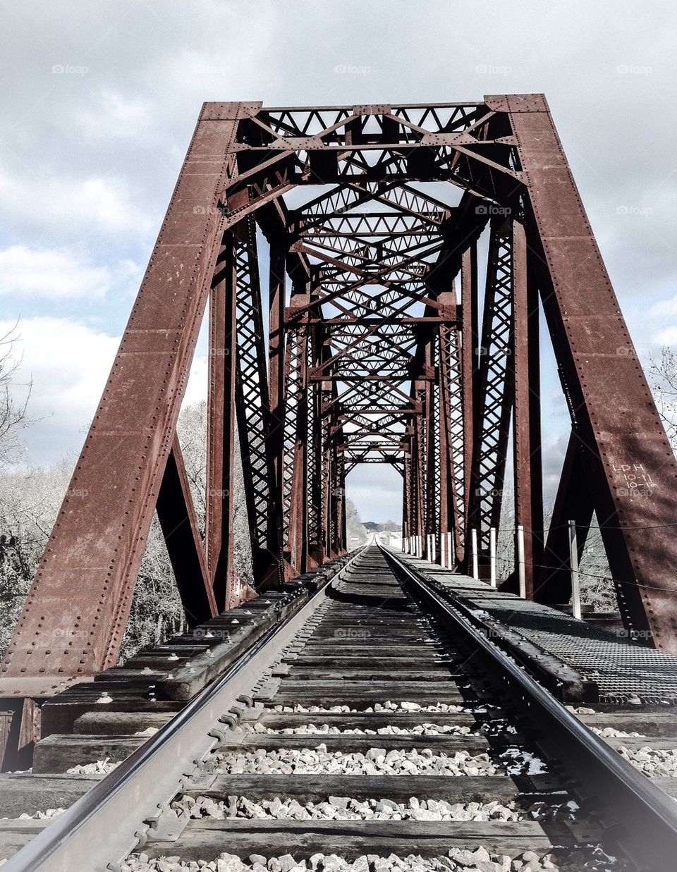 Train railroad iron bridge