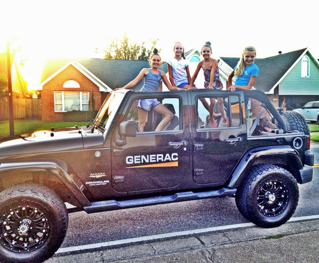 Happy girls JEEP sunset