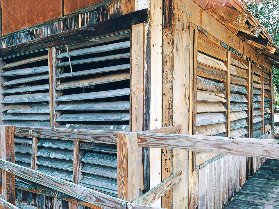 Old ranch stable painted with some pretty colors.