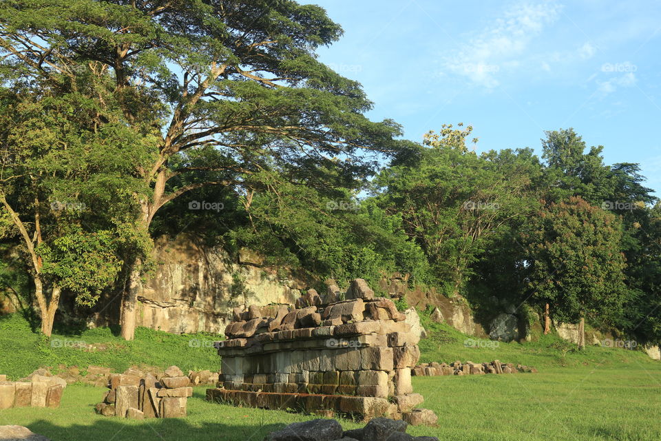 Structured stones built inside the Ratu Boko palace compound